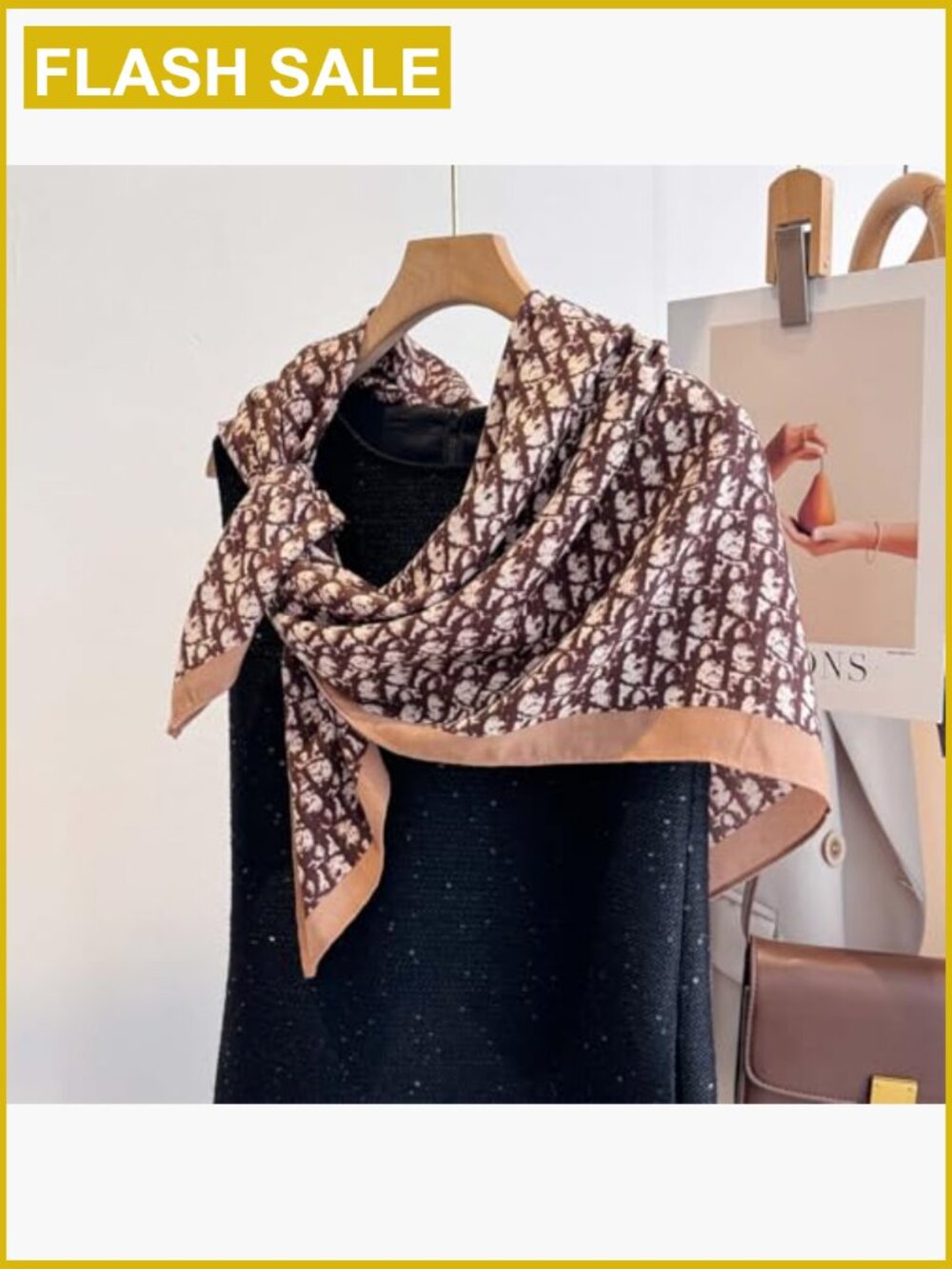 Square Silk Scarf 35in Lightweight Neck Scarf Hair Bandana - Picture 2 of 7